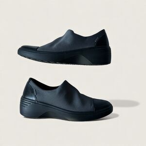 ECCO Black & Gray Gore-Tex Slip On Comfort Shoes Waterproof Size 37